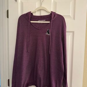 Life Is Good Shirt Womens XXL Purple Dog Long Sleeve Hoodie Crusher Tee